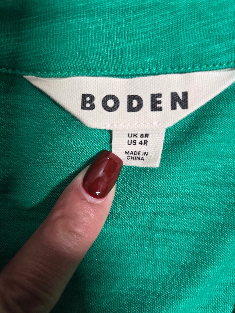 Boden Naomi Green V-Neck Short Sleeve Jersey Dress Pockets Knee 4R Length - Picture 13 of 14
